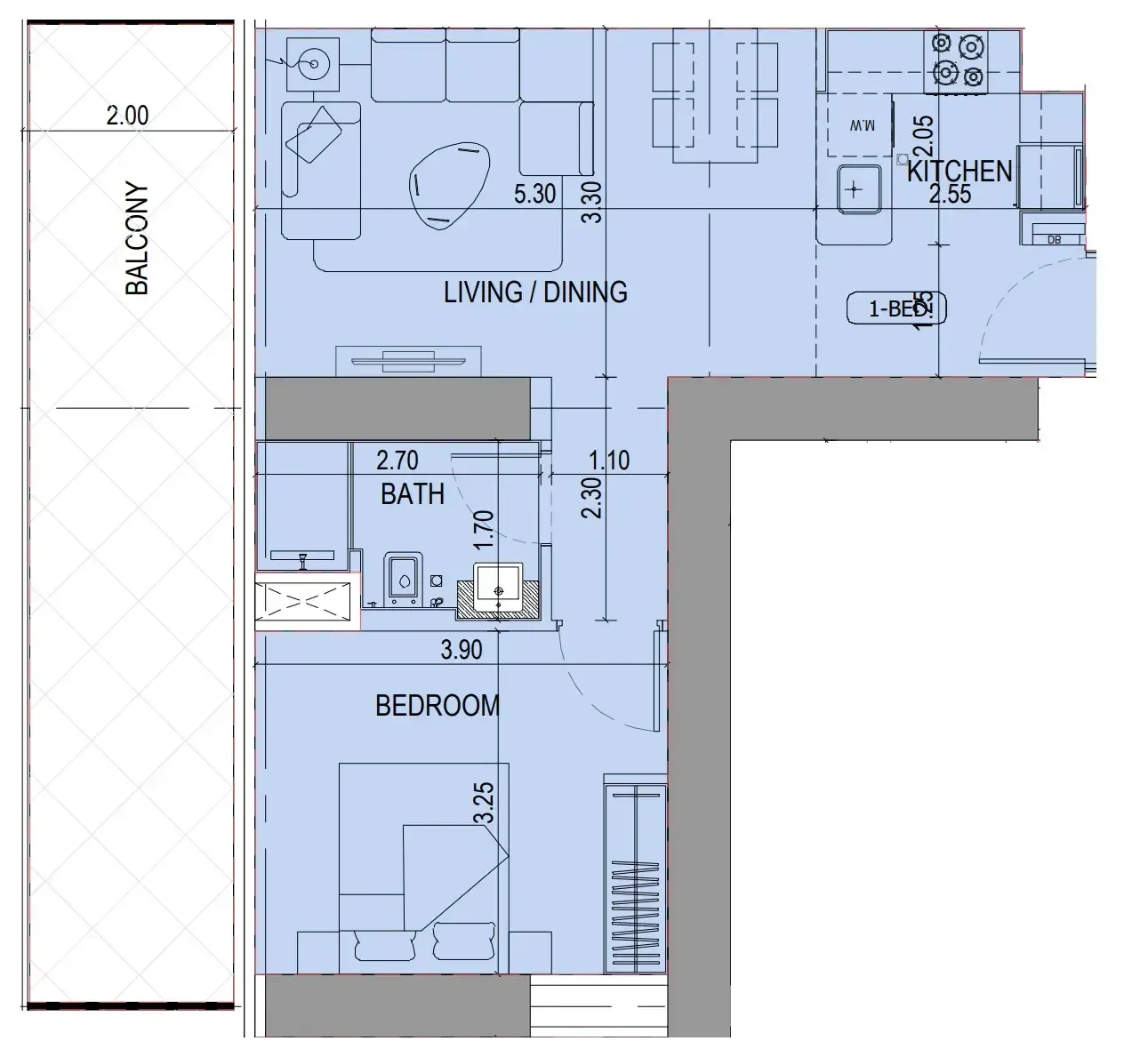 Binghatti Sky Terraces 1 bed floor plan, 776 sqft