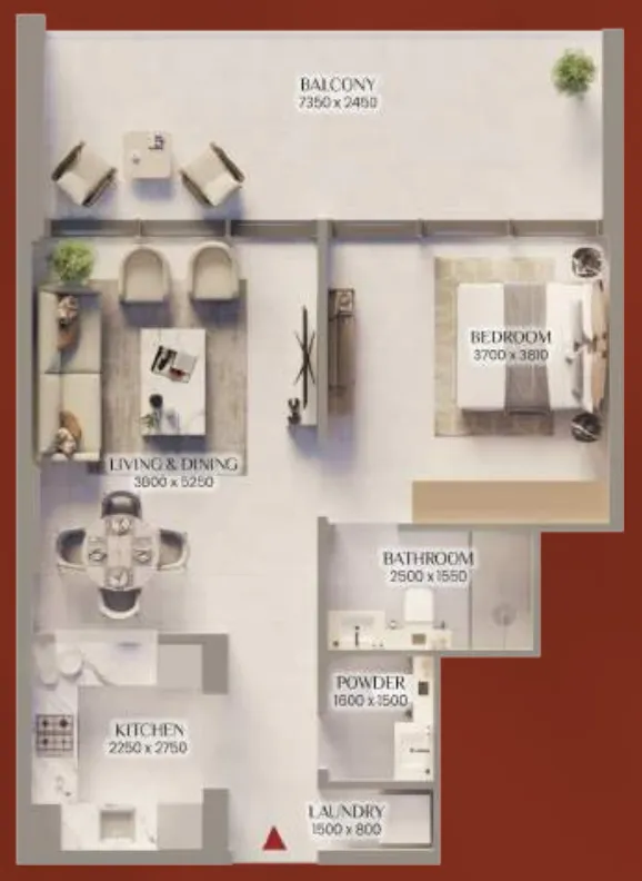 Bliss Tower 1 bed floor plan, 797 – 808 sqft