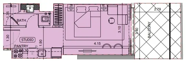 Project Maybach Studio floor plan, 402 – 404 sqft