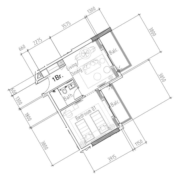 Damac Hills 2 - Hotel Edge by Rotana 1 bed floor plan, 547 sqft