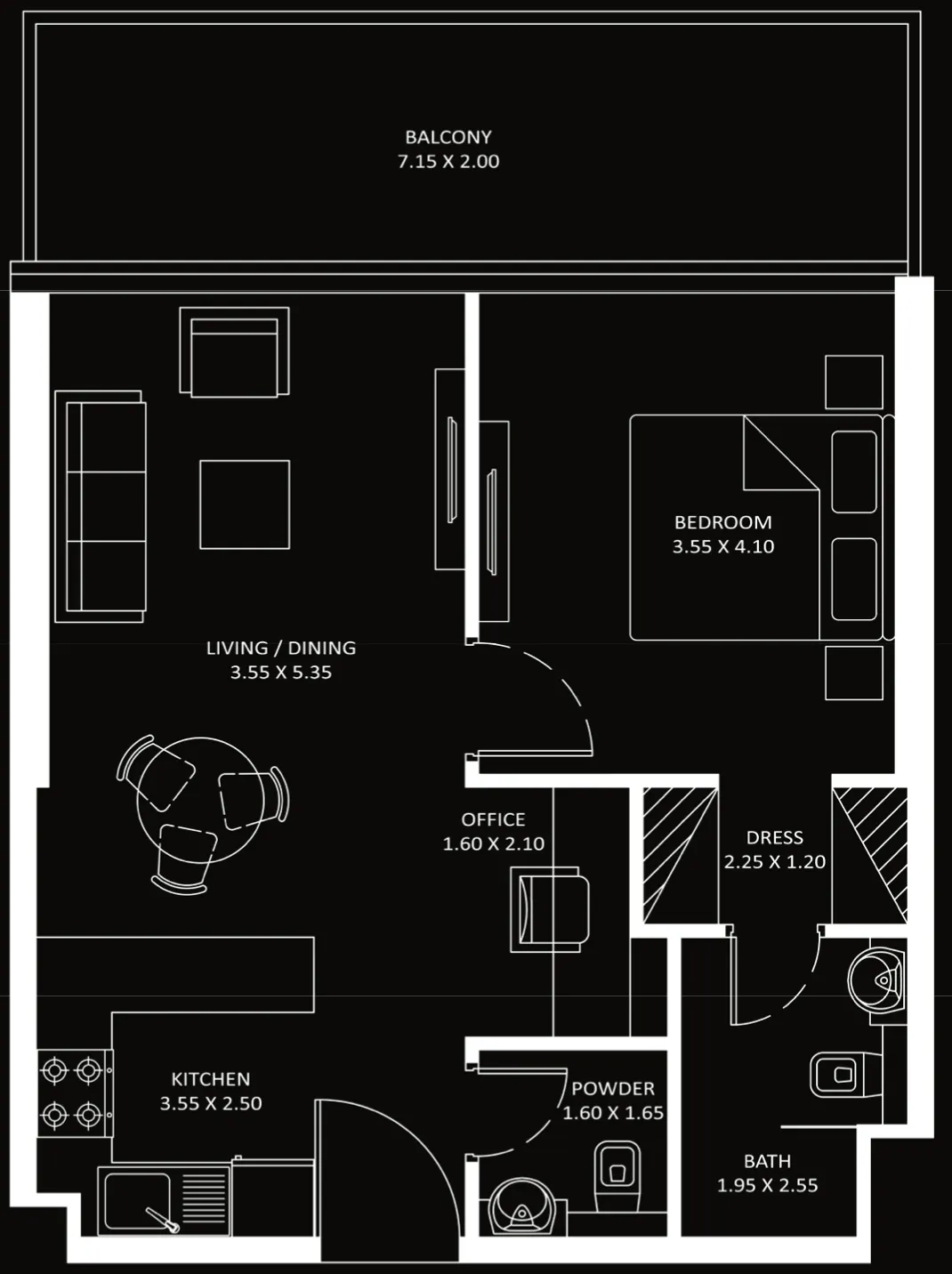 Diamondz 1 bed floor plan, 746 – 751 sqft