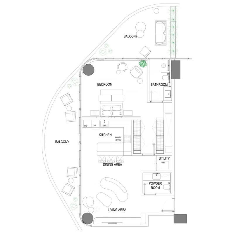 Fortune Bay Residences 1 bed floor plan, 1,453 sqft