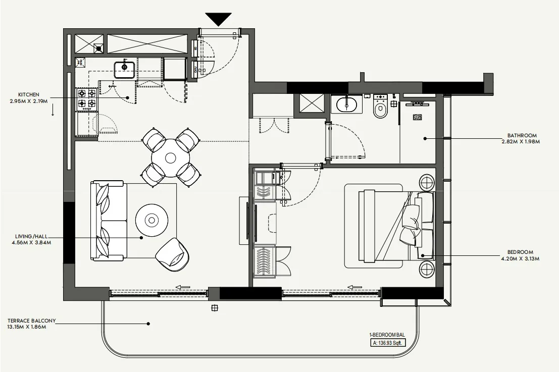 Azizi Jewel 1 bed floor plan, 773 sqft