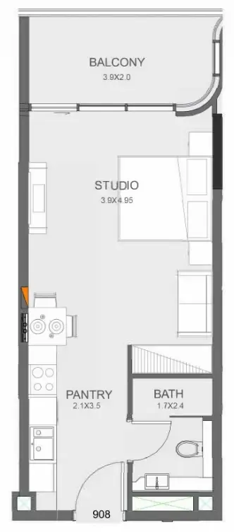 Floarea Oasis Studio floor plan, 461 sqft
