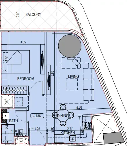 Binghatti Sky Terraces 1 bed floor plan, 683 sqft