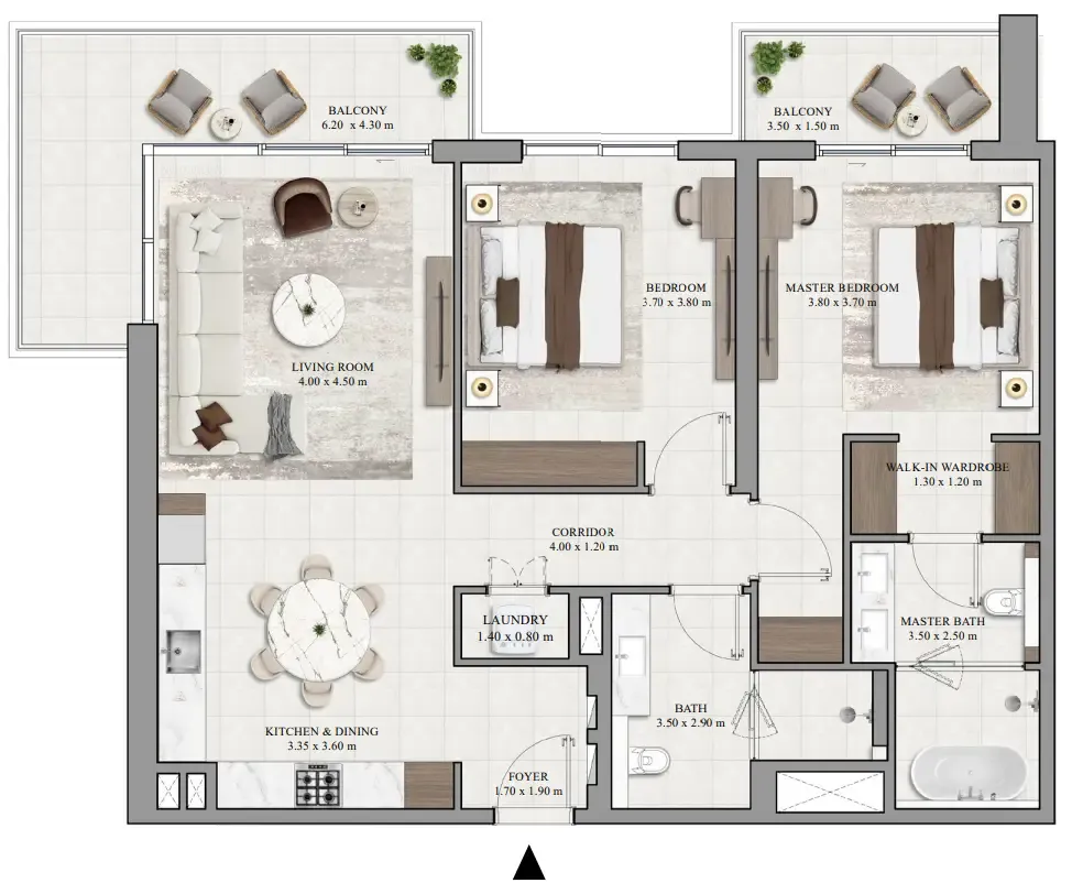 Vista Ridge 2 bed floor plan, 1,374 sqft