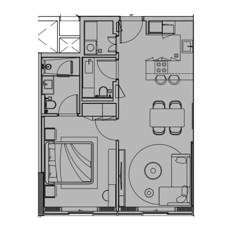 Le Blanc 1 bed floor plan, 962 sqft
