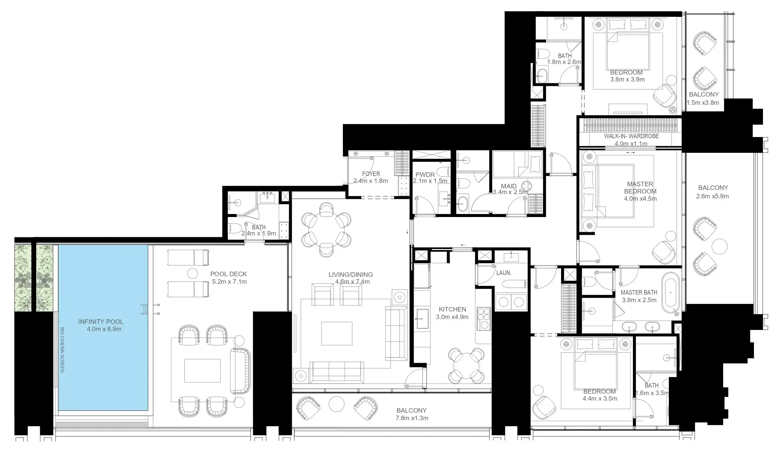 Burj Binghatti Jacob and Co Residences 3 bed floor plan, 3,264 sqft