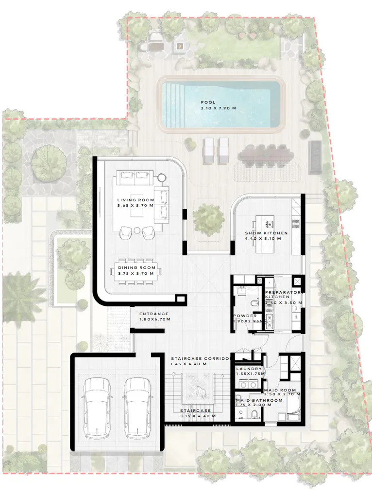 NB Collection 4 bed floor plan, 5,021 sqft