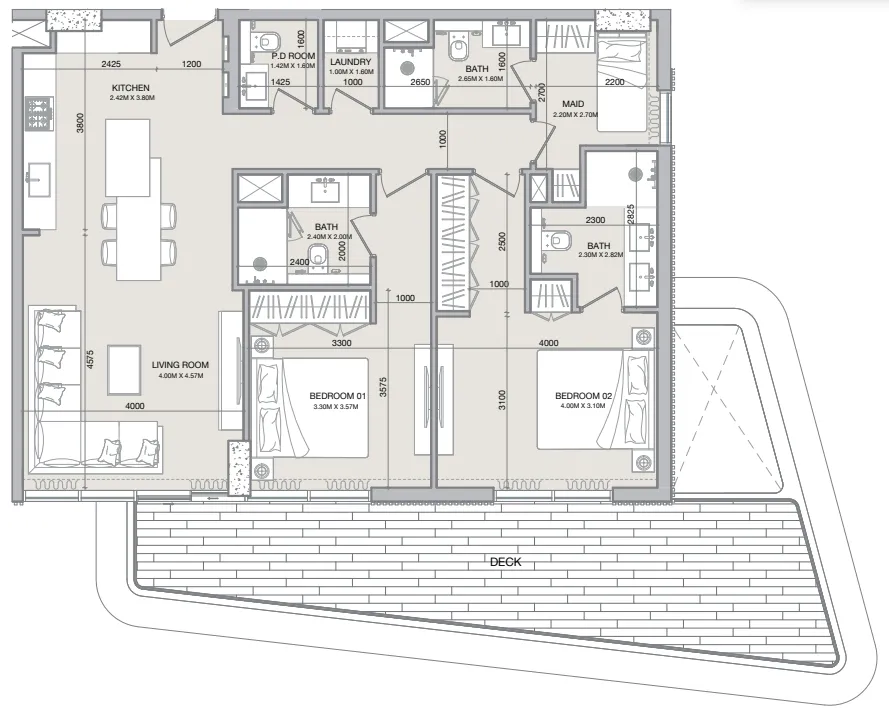 Isolana Residences 2 bed floor plan, 1,480 sqft