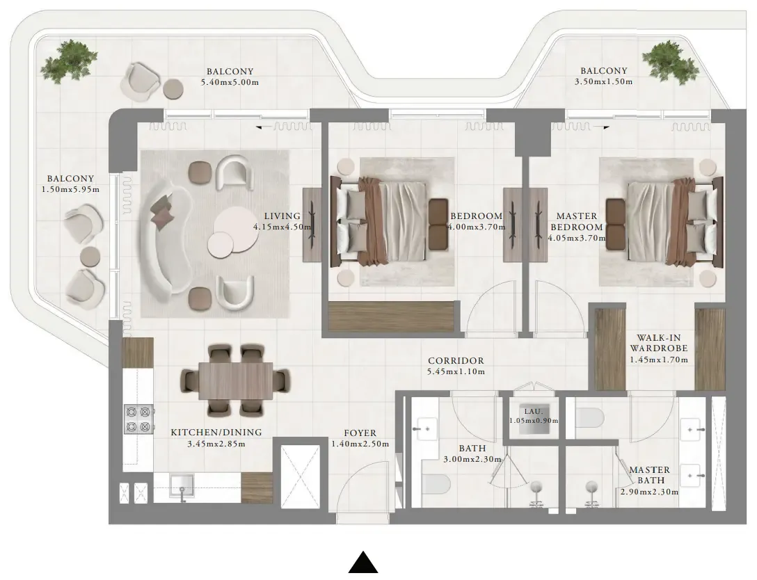 Sera 2 2 bed floor plan, 1,334 sqft