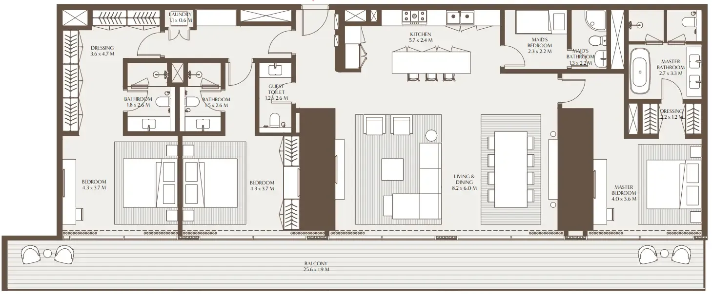 Akala Residences 3 bed floor plan, 2,647 sqft