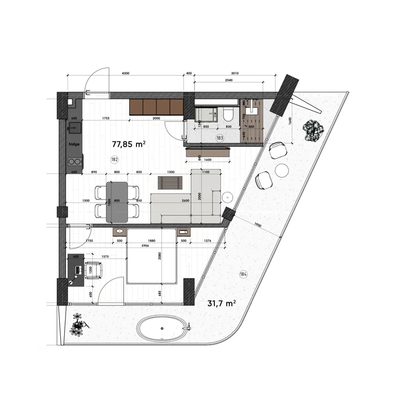 Anta Residence 1 bed floor plan, 1,028 – 1,180 sqft