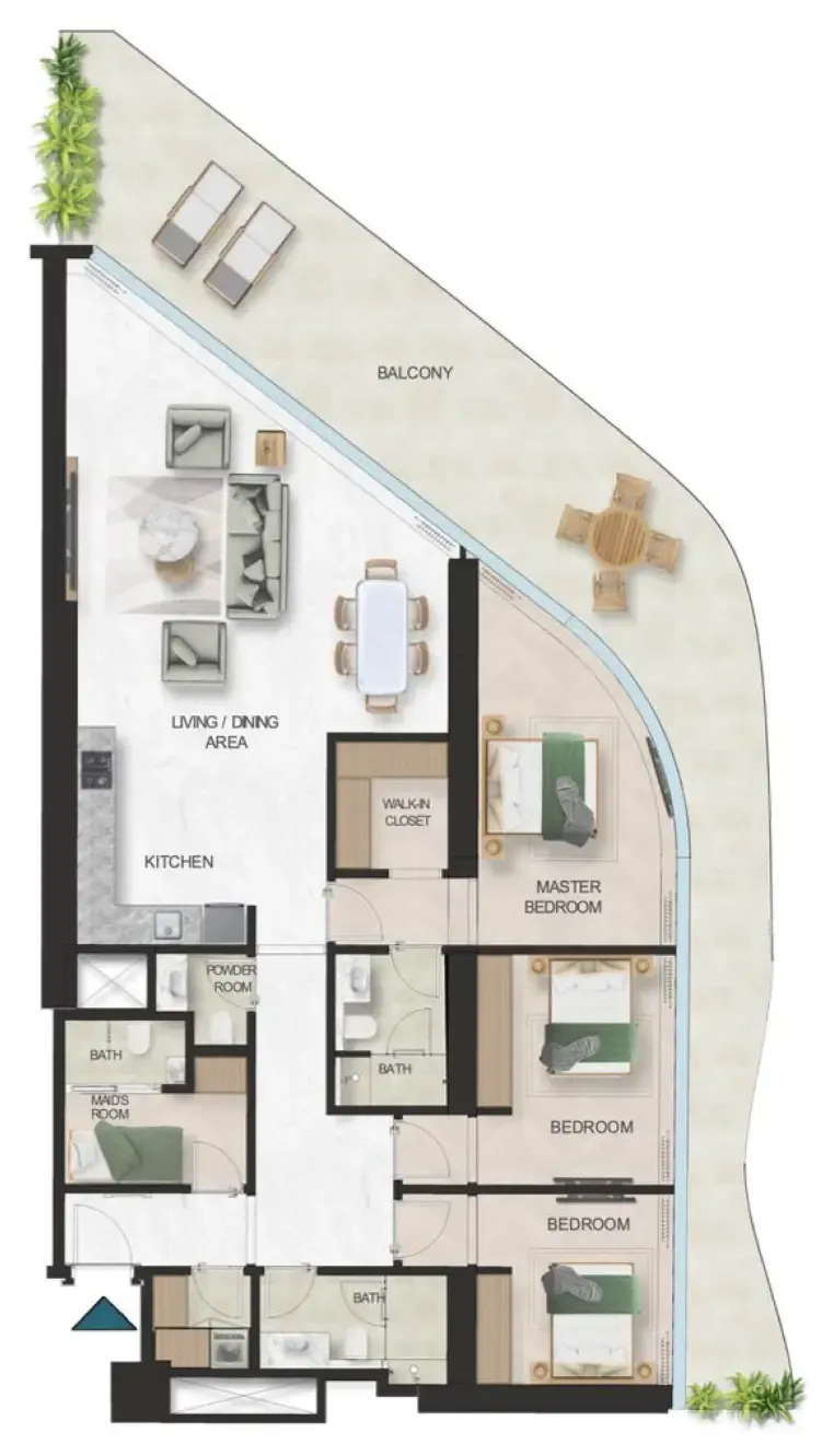 Oystra 3 bed floor plan, 2,298 sqft