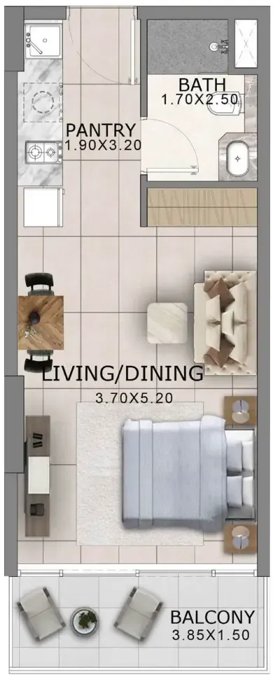 Arlington Park 2 Studio floor plan, 420 sqft