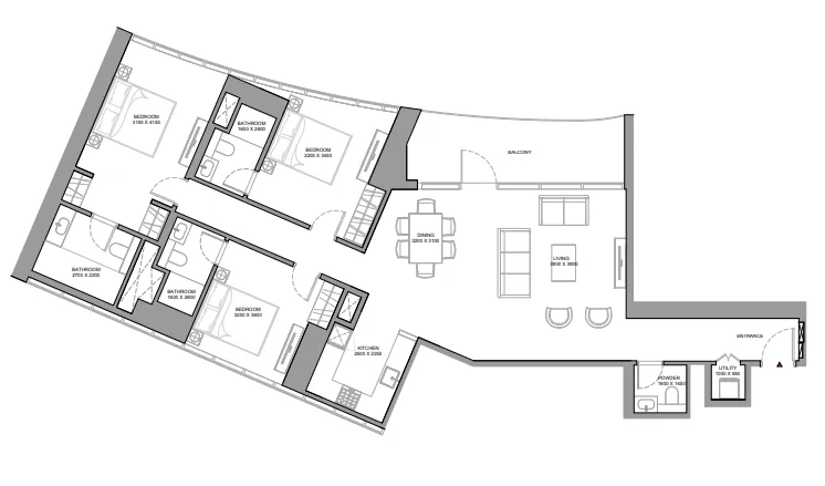 Skyvue Stellar 3 bed floor plan, 1,683 sqft