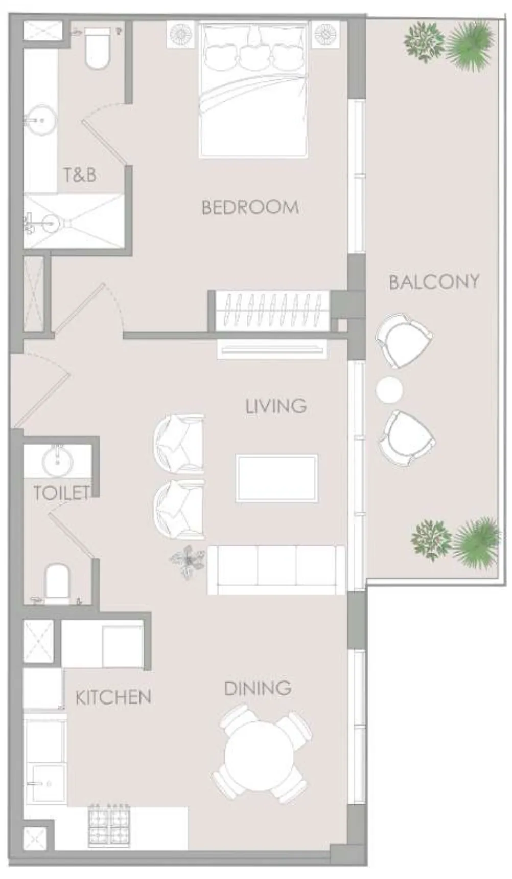 IR1DIAN Park 1 bed floor plan, 811 sqft