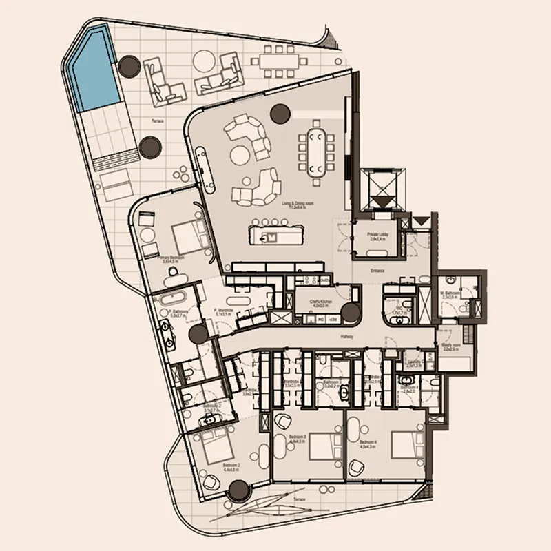 Eywa Way of Water 4 bed floor plan, 5,693 sqft