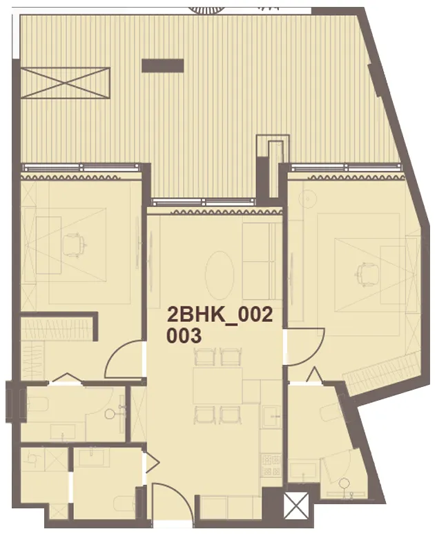 J-Haus Residence 2 bed floor plan, 1,244 sqft