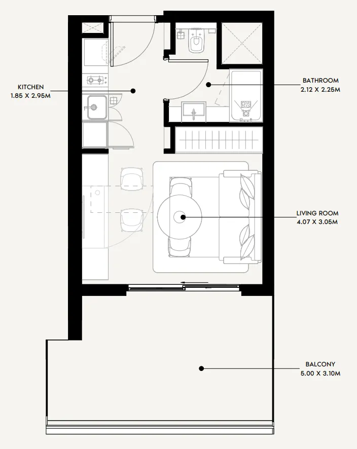 Azizi Sakandar Studio floor plan, 416 sqft