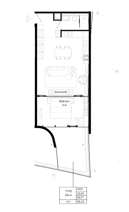 Bamboo Forest 1 bed floor plan, 721 – 1,130 sqft