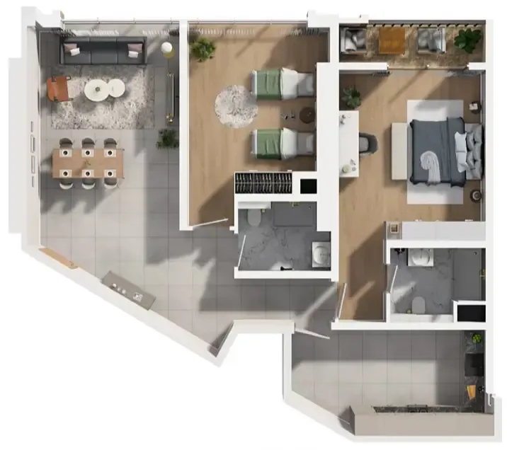 Barajeel Towers 2 bed floor plan, 1,853 sqft