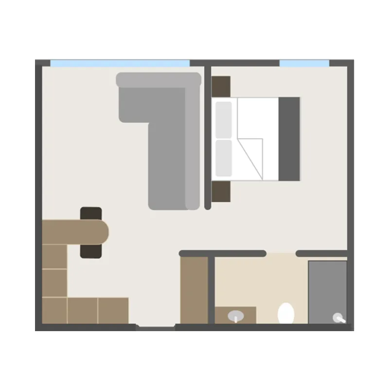 Swoi Berawa Apartments Studio floor plan, 409 sqft