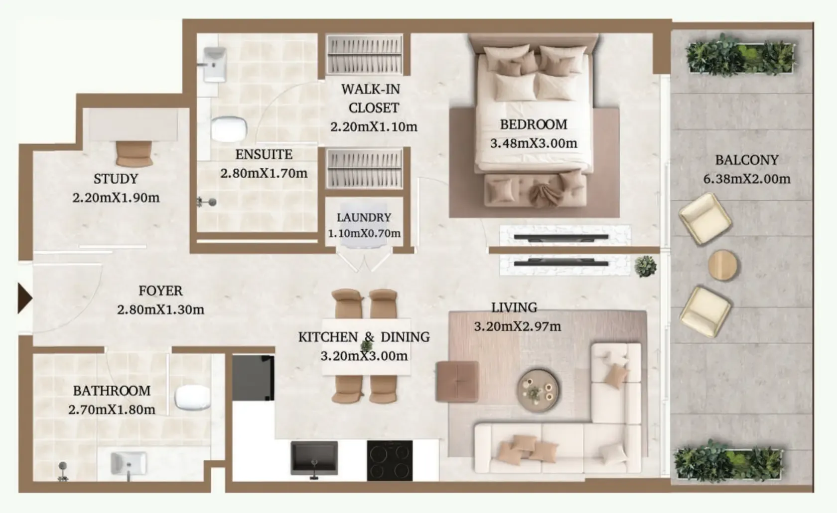 Arthouse Residences by Cledor 1 bed floor plan, 741 sqft