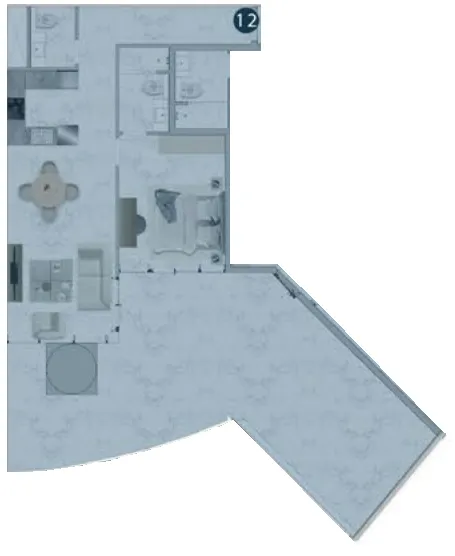 Franck Muller Vanguard 1 bed floor plan, 1,426 sqft
