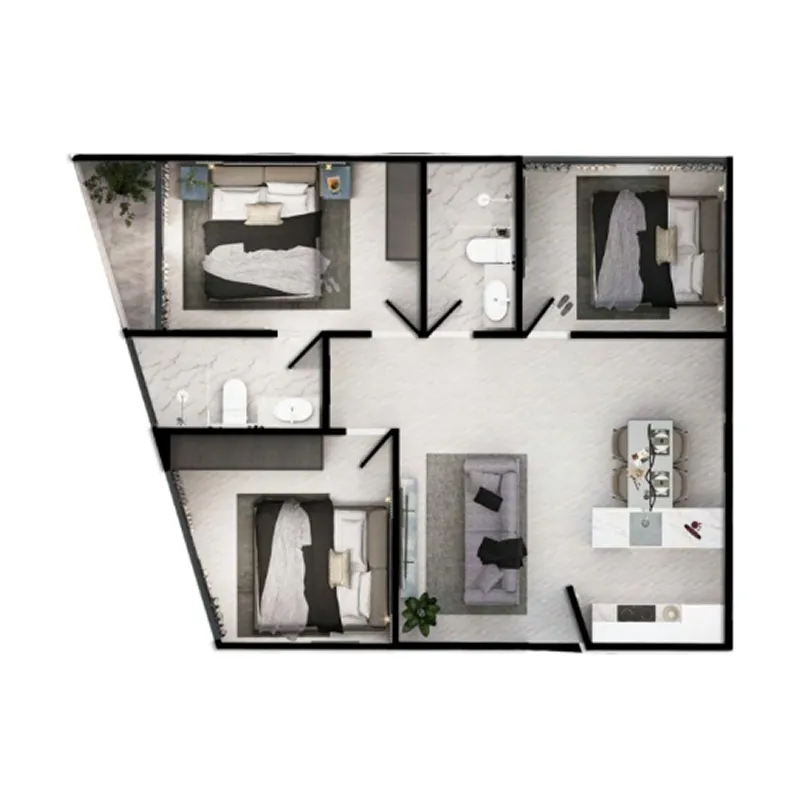 Sun Hills Layan 3 bed floor plan, 753 sqft