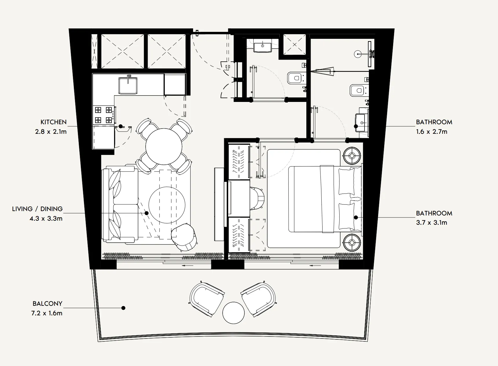 Azizi Gabriel 1 bed floor plan, 692 sqft