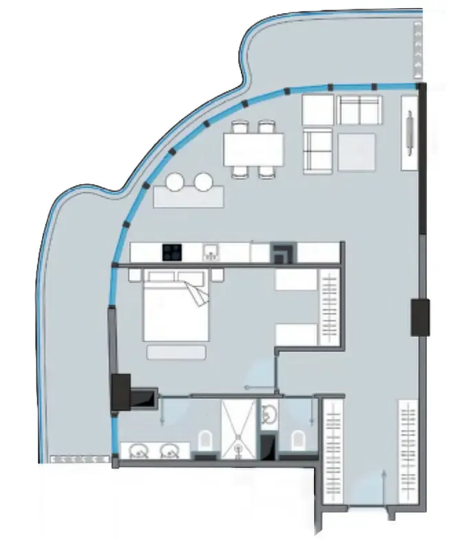 NEXT Coral 1 bed floor plan, 1,106 sqft