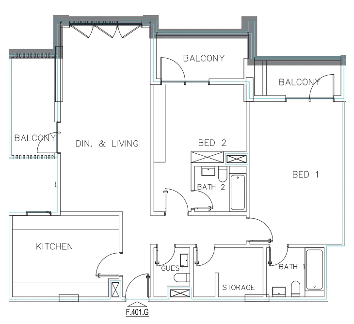 Janayen Avenue 2 bed floor plan, 1,536 sqft