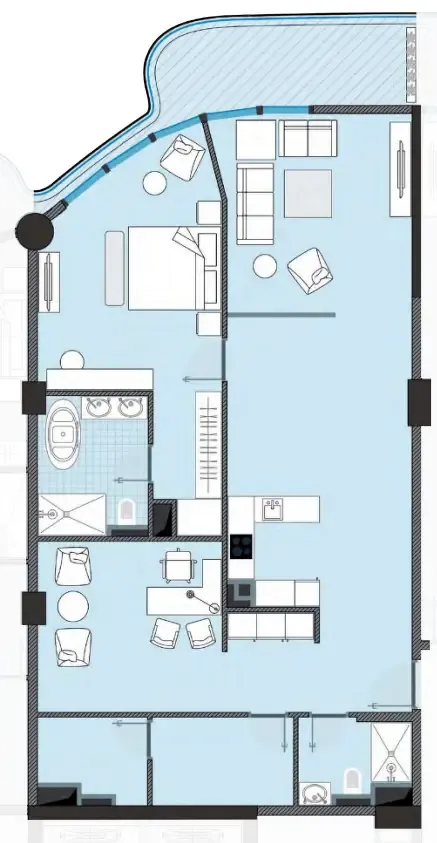 NEXT Coral 1 bed floor plan, 1,393 sqft