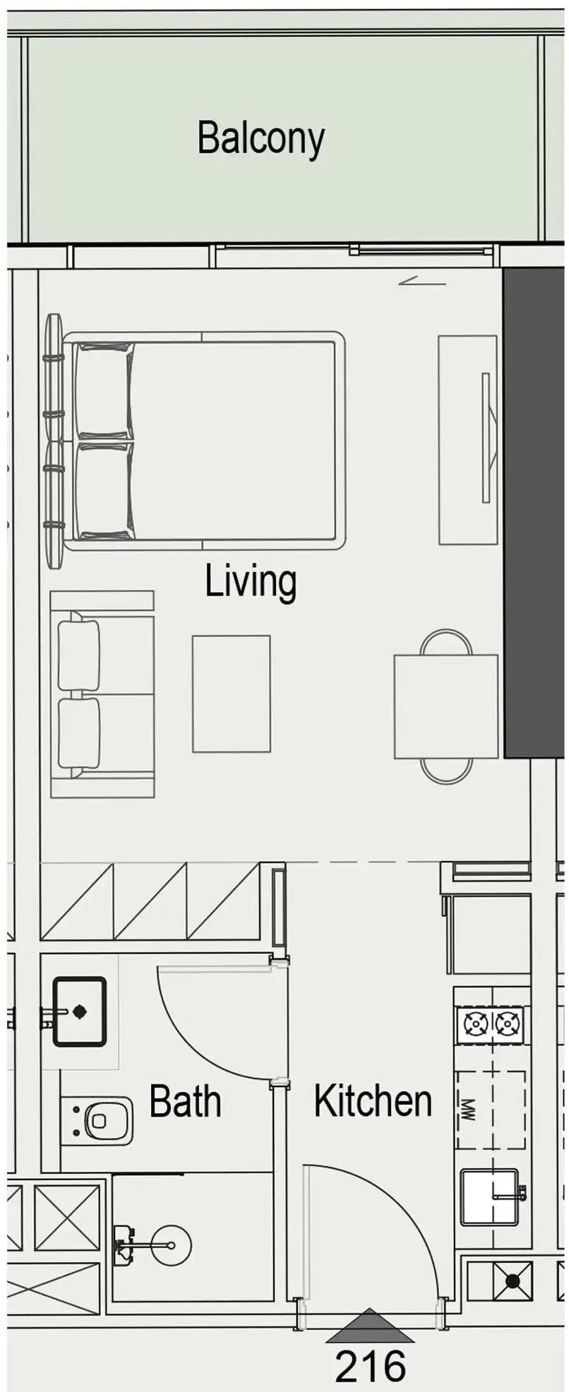 Sierra by Iman Studio floor plan, 417 sqft