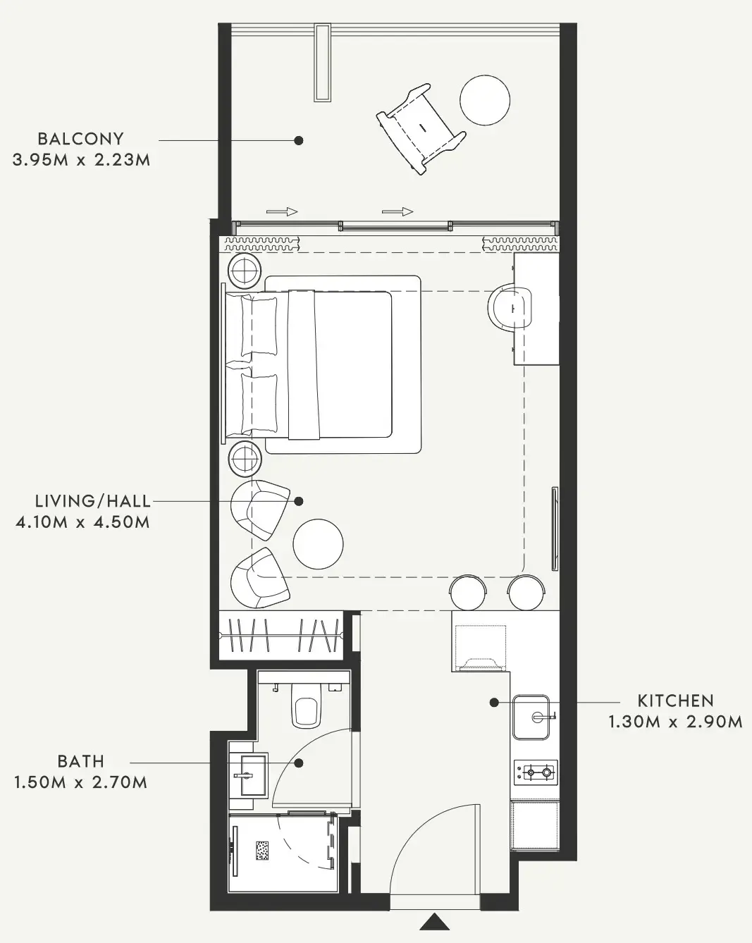 Riviera 55 Studio floor plan, 469 sqft