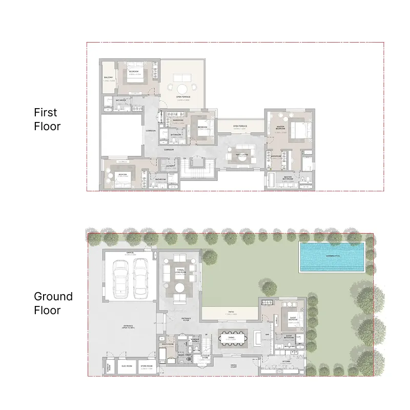 Elwood 5 bed floor plan, 5,821 sqft