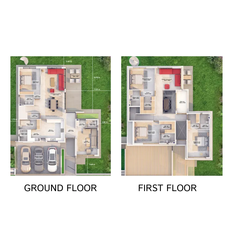 Garden City 4 bed floor plan, 4,095 sqft