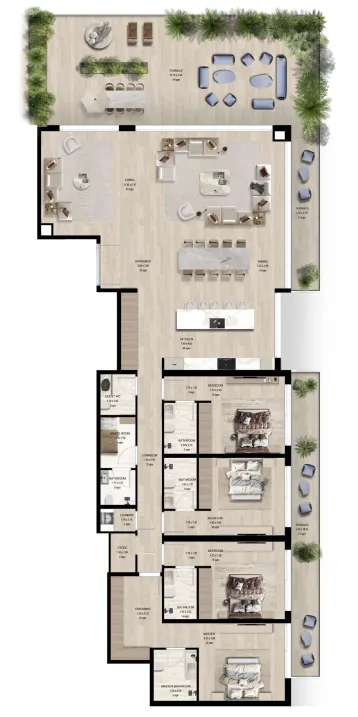 Manchester City Yas Residences by Ohana – Phase 1 4 bed floor plan, 4,219 – 4,327 sqft