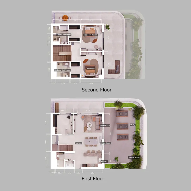 Verdes by Haven 2 bed floor plan, 2,922 sqft