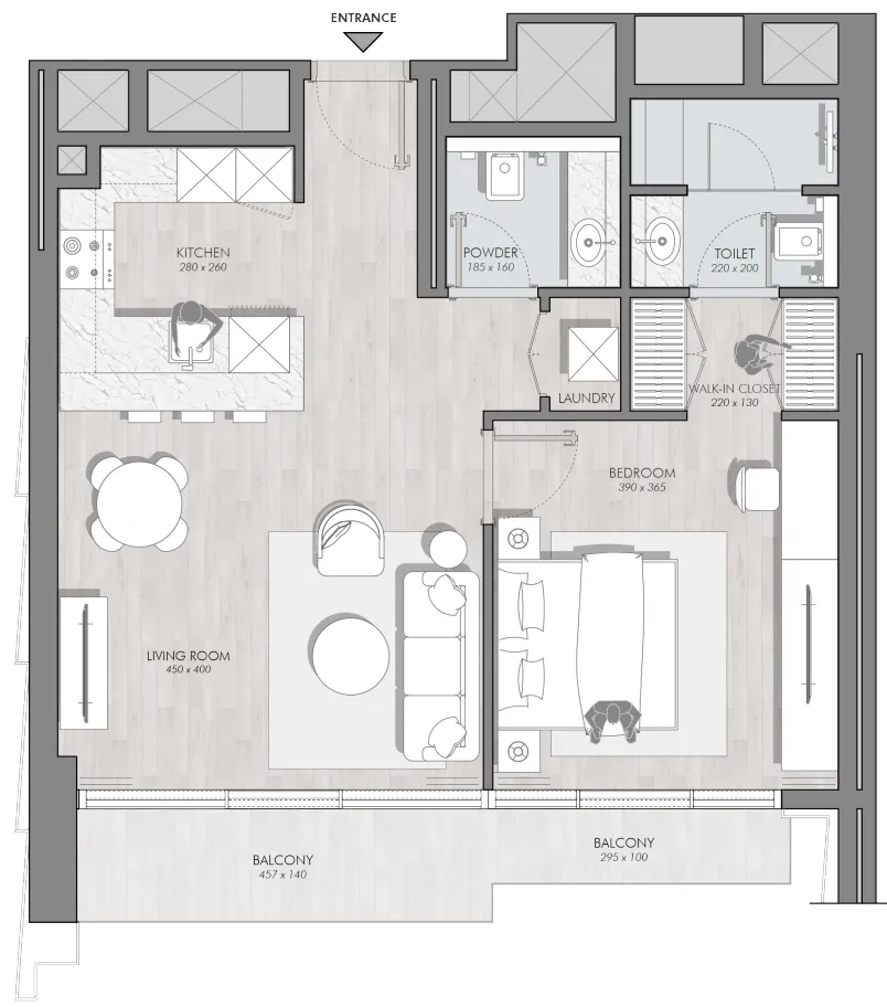 Avant Garde Residences 2 1 bed floor plan, 781 sqft