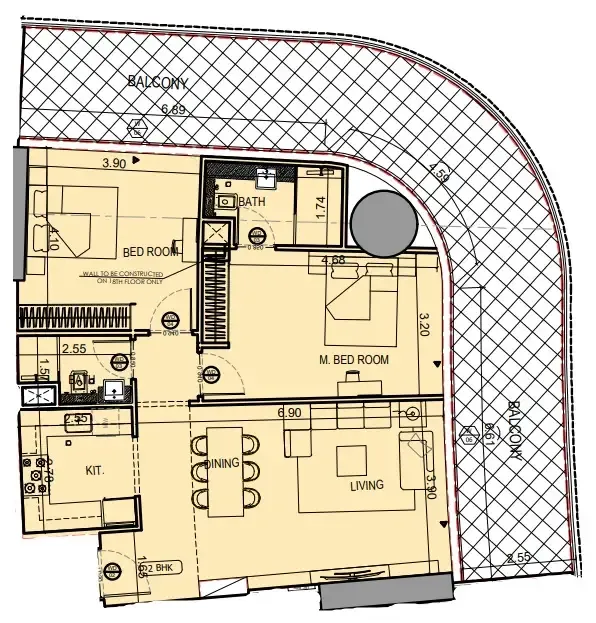 Binghatti Hills 2 bed floor plan, 1,569 sqft