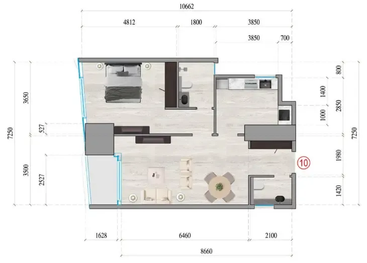 Al Ghaf Tower 1 bed floor plan, 824 sqft
