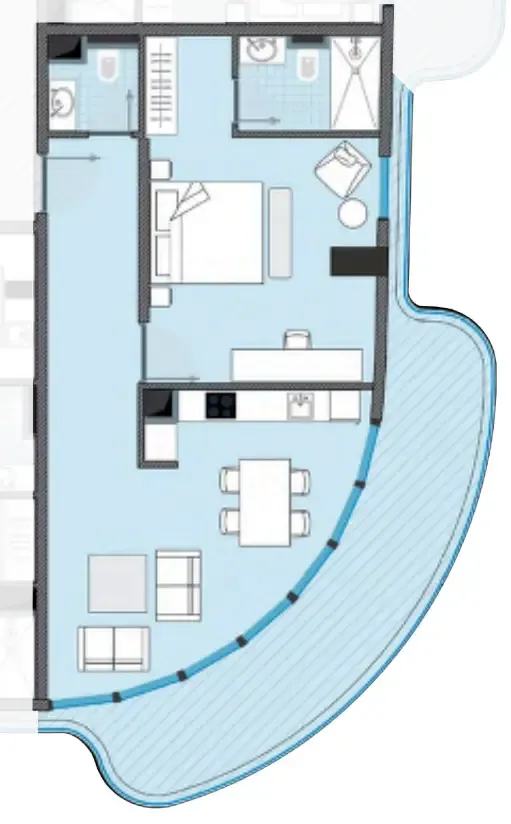 NEXT Coral 1 bed floor plan, 864 sqft