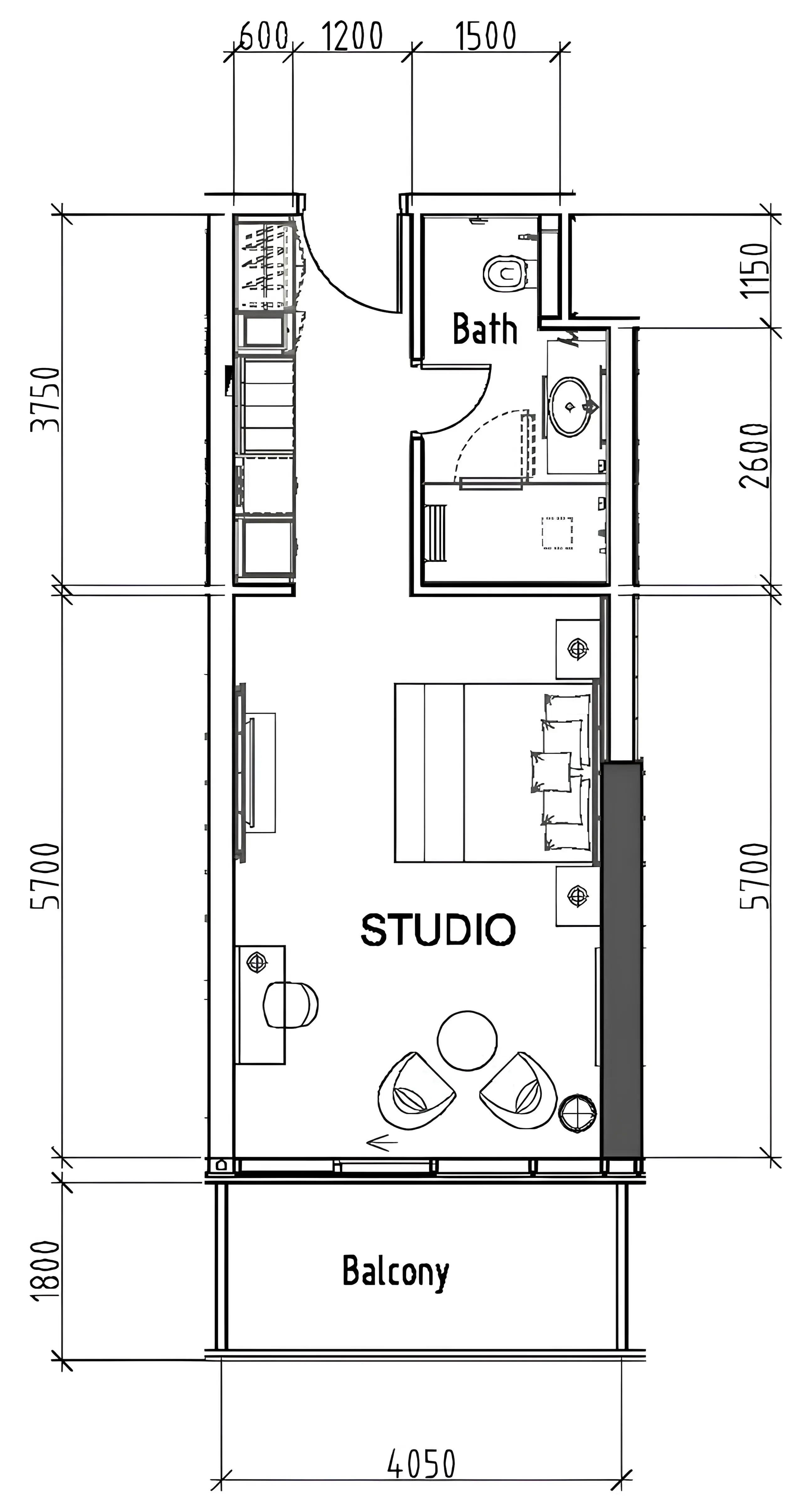 Damac Hills - Artesia Studio floor plan, 500 sqft