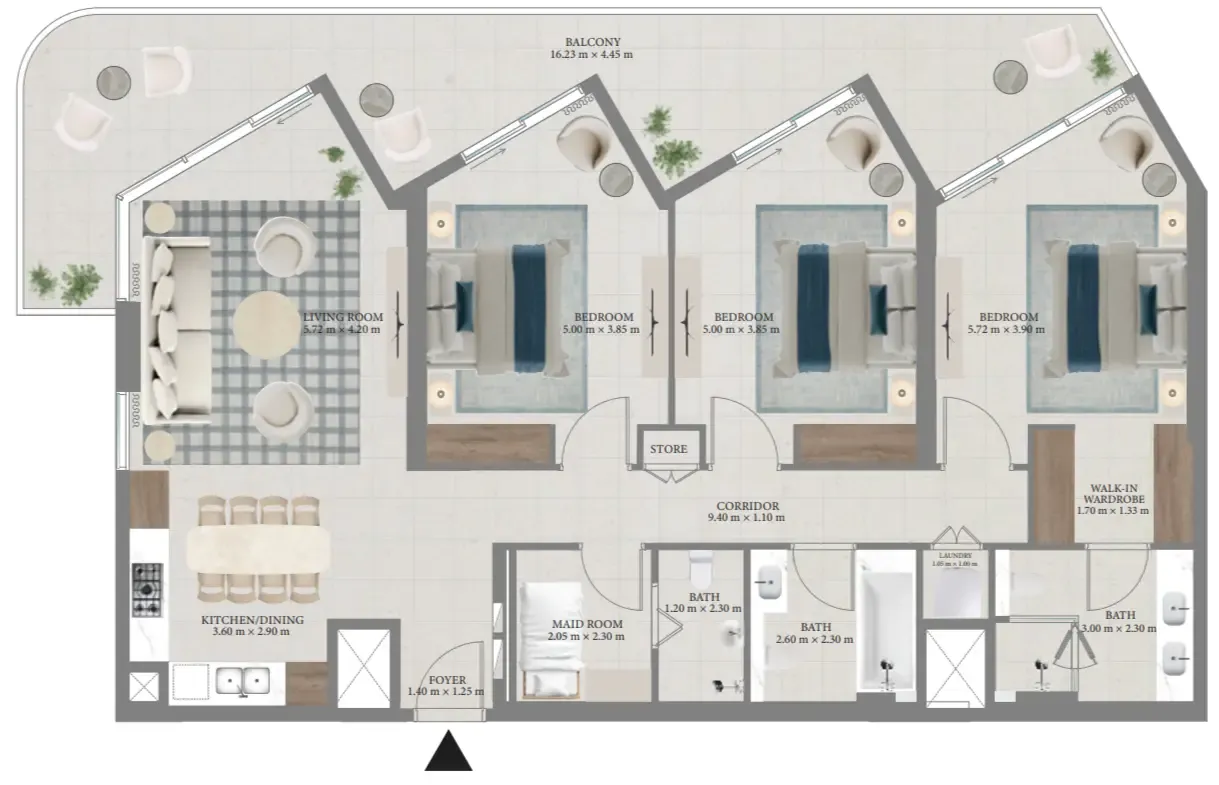 Fior 1 3 bed floor plan, 1,876 sqft