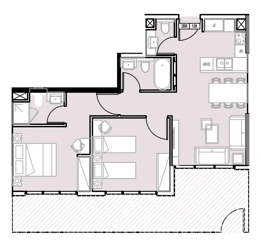Verdana III 2 bed floor plan, 989 sqft