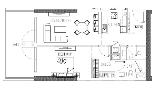 Damac Riverside Views 1 bed floor plan, 946 sqft