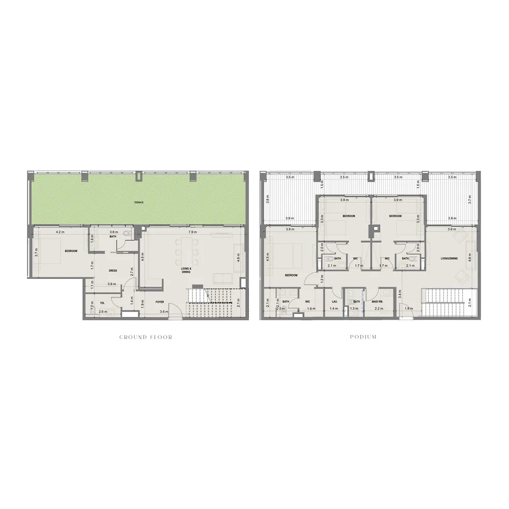 Blue Marina Residence 4 bed floor plan, 3,557 – 3,564 sqft