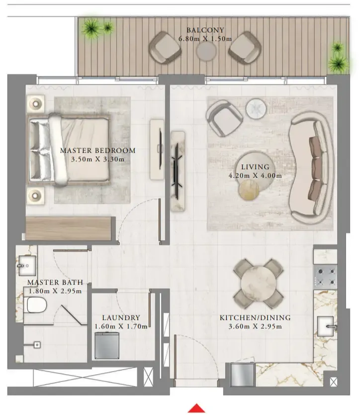 Bayview by Address Resorts 1 bed floor plan, 783 sqft